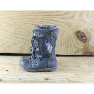 U.S. Polo Assn Boots Girls Faux Fur Trim Boots Gray Sz 11M Shoes